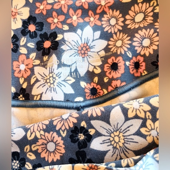 AERIE Women's Real Me Offline Yoga Pants 7/8 Legging Floral Blue SMALL - Picture 2 of 13